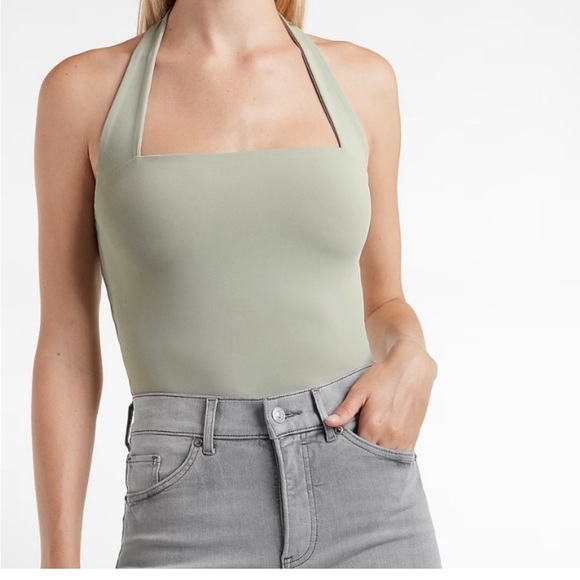 EXPRESS Sage Green Body Contour Top NWOT - Picture 2 of 7